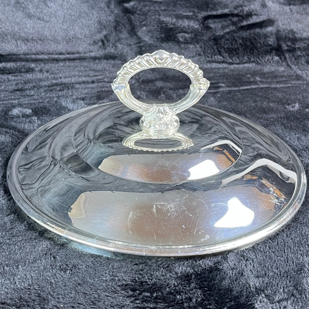 Silverplate Chafing‎ Dish Lid Ornate Finial Buffet Server Replacement 7 in Vtg